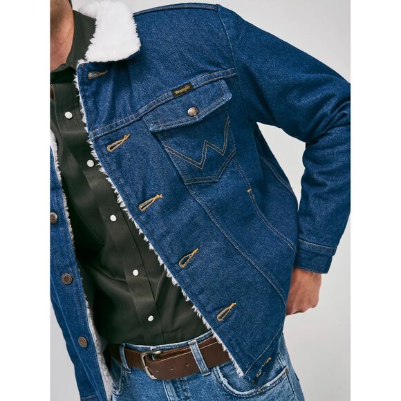 MEN'S PREOWNED VINTAGE 1970s WRANGLER WESTERN SHERPA LINED DENIM JACKET SIZE MED - Picture 8 of 14